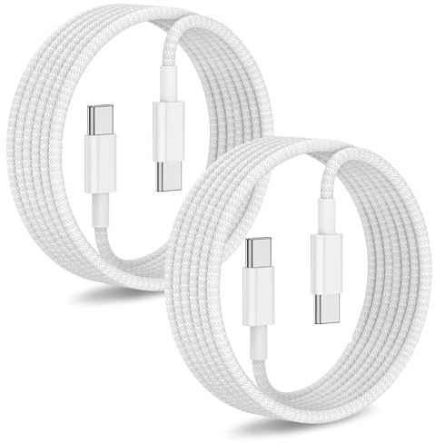 2er-Pack USB-C-auf-USB-C-Schnellladekabel 2m für Apple iPhone 17/16/15 Pro | Geflochtenes USB-C-auf-USB-C-Nylonkabel für iPhone 17/16/15 Pro Max, MacBook, iPad Pro und Samsung Galaxy S26/S25/S24/S23