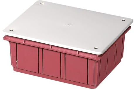 Scatola di derivazione da incasso con coperchio bianco, con paramalta in cartone, 160x130x70mm, per muratura, in tecnopolimero, arancione, serie 350 - Elettrocanali EC350C5P