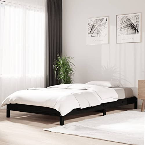 Rantry Stapelbett schwarz 90x200 cm Massivholz Kiefer Betten & Bettrahmen