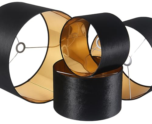 Samt Lampenschirm Schwarz 30 cm mit goldener Innenseite E14/ E27