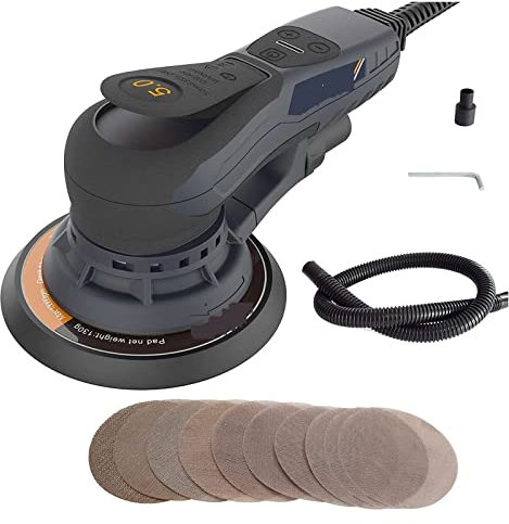 Pulidora de búfer de velocidad variable Lijadora orbital aleatoria Sin escobillas 350W 3A Máquina de lijadoras orbitales con cable eléctrico de velocidad variable multifunción Pulido for molienda de m