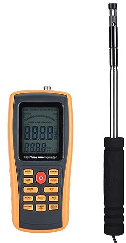 LOCADENCE Anémomètre Numérique, Rétro Éclairage LCD Portable, Fil Chaud, Jauge de Température de Vitesse du Vent, Anémomètre avec Capteur pour Modèle d'Avion, Voile, Surf