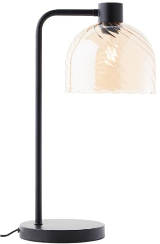 Lightbox Nacht-Tischlampe | 50 cm Höhe, Ø 19 cm | Vintage Tischleuchte mit | Nacht-Tischlampe | 50 cm Höhe, Ø 19 cm | Vintage Tischleuchte mit Wipp-Schalter & bernsteinfarbenen Glas Lampen-Schirm |