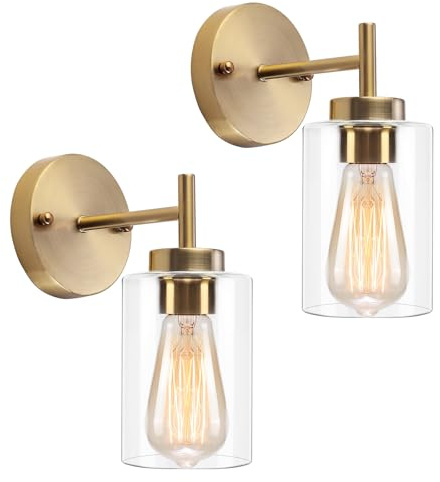 Wandleuchte Gold 2er-Set Wandlampe Badezimmer Vintage Wandleuchte Innen
