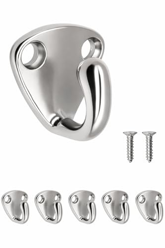 Fuxxer 5x Massive Edelstahl Wandhaken, Marine-Haken, 5er Set, Silber, Rostfrei