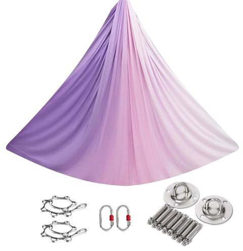 PRMTYUP Yoga Hammock, Aerial Silks Sling, Aerial Yoga Stand for Acrobatic, Yoga Towel for Hanging, Acrobatic Cloth, Yoga Swing Highly Elastic Stretching Band, for Gym Home,17,5 * 2.6m
