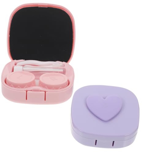 KOMBIUDA 2juegos Estuche para Lentes de Contacto Pequeño Caja de Lentes de Maquillaje Soporte de Contacto Organizador para Viajar