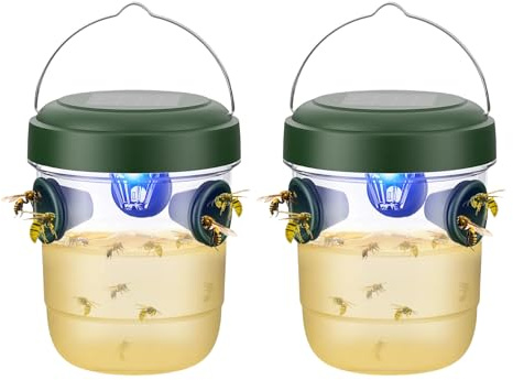 Wespenfalle 2er Set für Draußen Lebend Fallen zum Aufhängen Gegen Wespen, Bienen, Hornissen - Hornissenfalle Bienenfalle Fliegenfalle - für natürlichen Lockstoff