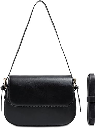 Mabecol Bolso Bandolera Mujer PU Pequeño Cuadrado Mano 2 Correas Negro