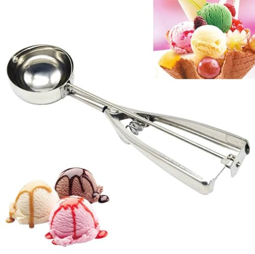 Stainless Steel Ice Cream Scoop Set, 3 Sizes, Multi-Purpose Kitchen Tool for Ice Cream, Fruit and Desserts