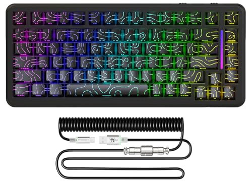 MAMBASNAKE M82 HE Clavier 8000Hz Rapid Trigger, Clavier Gamer Filaire RGB TKL avec Précision RT de 0,01 mm avec Interrupteur Magnétique, Câble Spiralé, Actionnement Réglable, Snap Tap, Contours Noirs