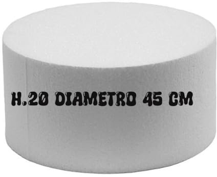 Base Rotonda in Polistirolo per Torte, 45 cm Diametro x 20 cm Altezza, Bianco, Supporto per Cake Design