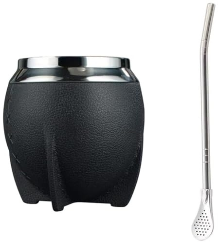 Uzztfa Ensemble De Tasses À Maté, Tasse À Maté Bombilla, Calebasse À Maté Thermo-Isolante, Ensemble De Tasses À Thé avec Bombillas, Tasse À Maté À Double Paroi en Acier Inoxydable