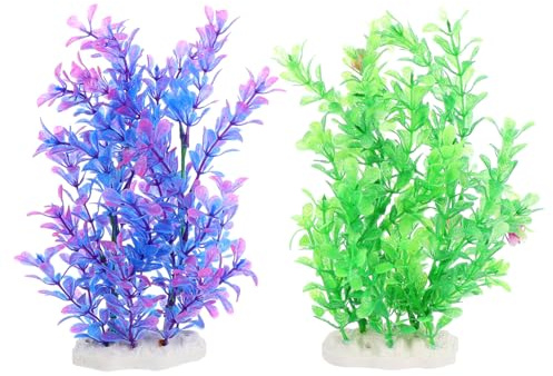 VICASKY 2 pièces Décoration Aquarium Plantes Artificielles Résistantes à Eau Douce et Ornement Réaliste Vert pour Bassin Poissons sans Décoloration Décor Aquascaping Durable pour Maison