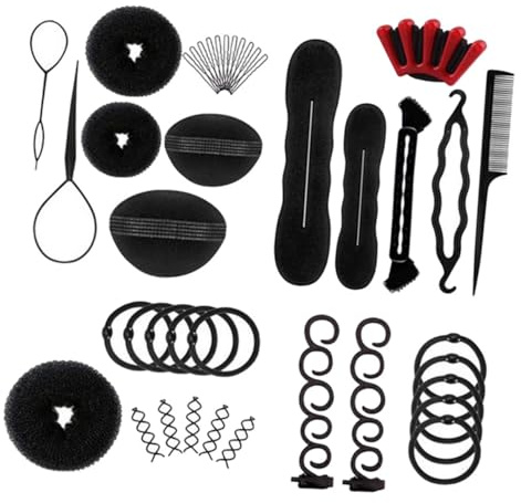 Beaupretty 13pcs Black Hair Bun Maker and Braiding Tool Set DIY Hair Styling Accessories for Women Girls Salon Use