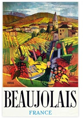 BAKHFTR Poster Beaujolais Art sur toile de vins français - Décoration murale pour salon, chambre à coucher - 30 x 45 cm