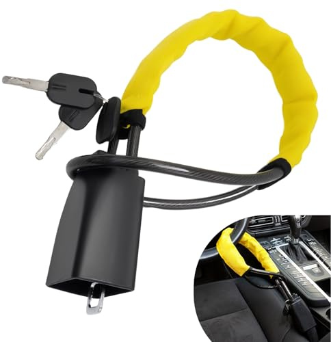 JUUDDENPARTS Universal Steering Wheel Lock for Most Cars, Bright Yellow High-Visibility Anti-Theft Device, Easy to Install with 3 Keys for Reliable Security