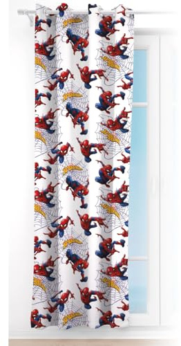 Tenda velata Spiderman 140x280 cm tendina semitrasparente bambini con anelli design ufficiale Marvel 100% Poliestere decorazione cameretta