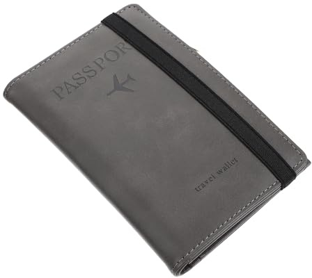 Ciieeo Rfid Passport Cover Travel Passport Protector with Zipper Pu Leather Card Organizer Short Wallet for Men Women in Dark Gray