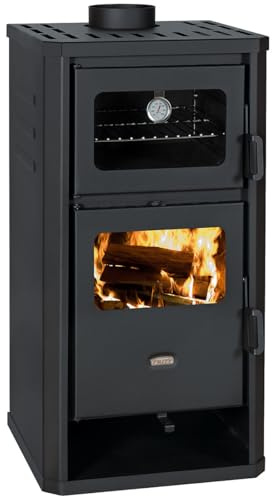 Prity FM D stufa a legna con forno e accappatoio ad acqua | Riscaldamento centralizzato Fornello da fattoria | Certificato CE | Stufa a legna