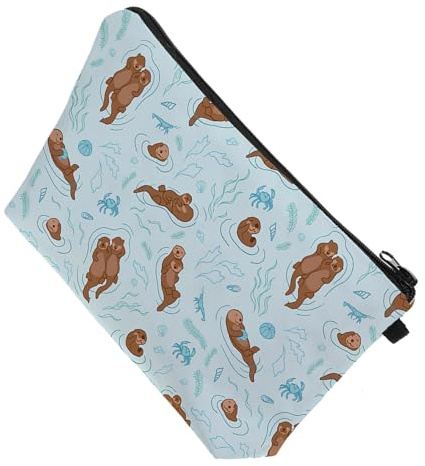 RUNROTOO Wasserfeste Otter Schminktasche aus Polyester mit Hoher Strapazierfähigkeit Modischer Reise Kulturbeutel für Damen und Herren zur Praktischen Aufbewahrung
