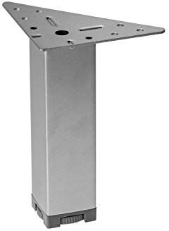 GedoTec Moderner Möbelfüße höhen-Verstellbarer - Marie | Höhe 150 mm | Metall Sofa-Fuß mit Regulierschraube | Schrankfuß Chrom matt | 4 Stück - Design Sockelfüße Silber mit Dreieck-Anschraubplatte