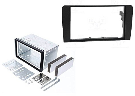Audioproject A234 - Autoradio Einbau-Set Radioblende Doppel-DIN - kompatibel für Audi A3 8P 8PA 8E 2-DIN Bj. 2003-2012 Symphonie Chorus RNS-E + Metall Einbauschacht schwarz