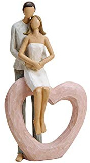 Belladecora Skulptur Liebespaar mit Herz bunt 23 cm modern Liebe Partnerschaft