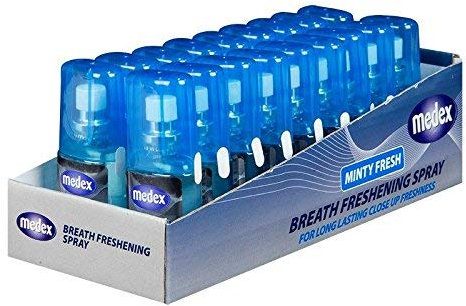 18 X New Medex Mint Freshener Mouth Bad Breath Long Lasting Minty Fresh Compact Pack Handbag Size Instant Refreshing Spray 20ml