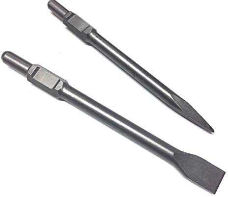 WERHE Professional SDS Hex Chisel Set 30 35 x 410 mm Cold Pointed Socket Flat Wide for Demolition Hammer