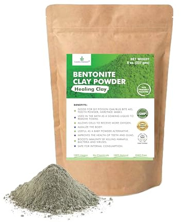 Cosmic Element 100% Pure Calcium Bentonite Clay Powder - Bentonite Clay Food Grade, Vegan, Healing Clay | Skin Care Detox - Deep Pore Cleansing Face & Body Mask for Soft, Smooth, Refreshed Skin | 8 oz