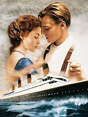 YSCOLOR Diamantbroderi Romantik av Titanic 5D DIY diamantmålning rund borr strass klistrat hantverk heminredning 30 x 40 cm/11,8 x 15,8 tum