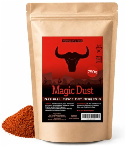 MAGIC DUST 750g, BBQ-Rub Gewürzmischung zum Grillen XXL-Vorteilspack | Magic Rub Grillgewürz als Trocken Rub, Marinade oder für Dips. Vegan. MEERBACH & ROSE - Qualität aus Deutschland