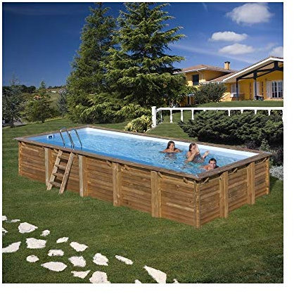 Gre Piscina Rectangular Madera Braga 815X420X146 cm 790207
