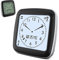 Fishtec - Sveglia digitale senza tic tac, silenziosa (senza lancette), display temperatura, data, tasso di umidità, 7 lingue, 2 allarmi, retroilluminazione, compatta, 9 cm