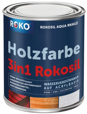 Holzfarbe ROKO - Blau - 3,6 Kg - 3in1 Premium Holzlack - Für Innen und Außen