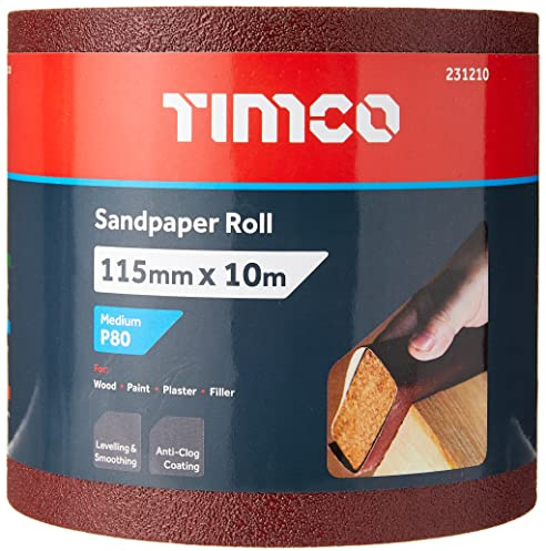 TIMCO 80 Grit Sandpaper Roll - Red -115mm x 10m