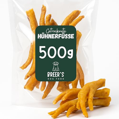 BREERs 500 Gramm Hühnerfüße für Hunde Kausnack aus eigener Deutscher Herstellung in ausgezeichneter Qualität