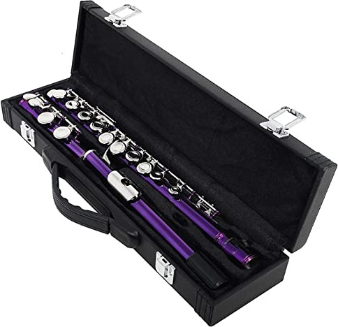 Zengxue Querflöte Anfänger Cupronickel-Flöte Mit Gepolsterter Tasche Lila 16 Löcher C-Tonflöten Mit E-Key-Holzwind-Instrument