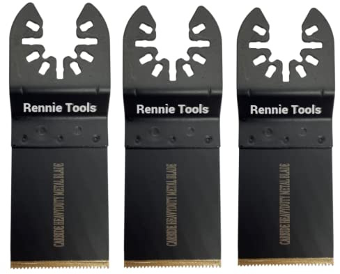 Rennie Tool 3pc 35mm Carbide Multi Tool Blades for Wood & Metal Heavy Duty | Cuts Metal, Wood, Nails, Screws, Plasterboard & Non-Ferrous Metals. Heavy Duty Carbide Oscillating Multi Tool Blade Set
