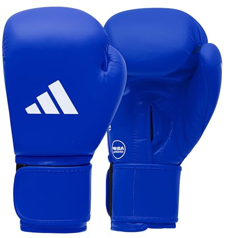 adidas Guantoni da boxe in velcro IBA per allenamento, pugni e boxe, per uomini e donne (340 ml, blu)