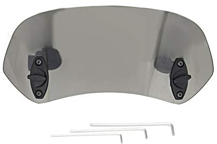 Buachois Motorrad Windschutzscheibe Verstellbarer Clip On Windabweiser Luftabweiser 285 x 125 mm Acryl Universal Motorräder Windschild Verlängerung Erweiterung Spoiler Aufsatz, Tawny