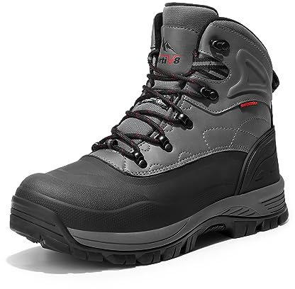 NORTIV 8 Men's Insulated Waterproof Construction Hiking Winter Snow Boots,Size 11,Grey/1,TUNDRA