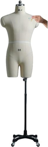 SAFWEL Schneidermode Schaufensterpuppe Männliche Nähpuppe, höhenverstellbar, Schneiderpuppe auf Rädern ( Color : White , Size : XXL-104 )
