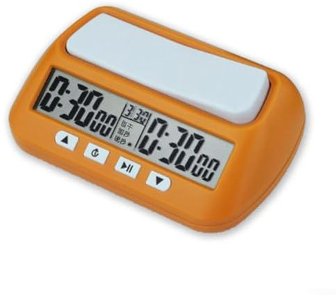für Digitaler Schachuhr, professioneller Schach-Timer mit Countdown-Alarm und Basis und Bonus-Zeit- und Verzögerungsfunktionen für Schach und verschiedene Brettspiele (gelb)