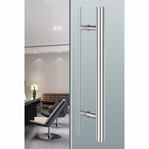 Tirador de puerta de acero inoxidable cepillado, manijas resistentes para puertas de vidrio/madera, herrajes de manija de doble empuje con arandelas (color: esmerilado, tamaño: 180 cm/70,9 pulgadas -