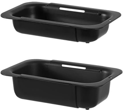 Koomuao 2 colino per lavello estensibile, filtro per lavello per lavare verdure, frutta e scolare la pasta cotta, scolapasta organizzatore lavello da cucina (nero, 6,5 cm)