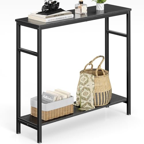 COWISH Console Table Hallway Table with Adjustable Open Shelves, Vintage Sofa Slim Table, 2-Tier Side Table with Storage Shel for Living Room/Hallway/Bedroom/Office
