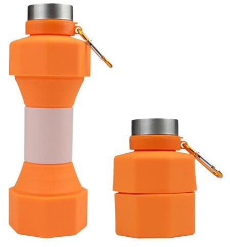 Nuyhadds Silicone Water Bottle,Dumbbell Silicone Drinking Bottle - Portable Drinking Bottle with Large Capacit for Gym, Outdoor Activities, Camping