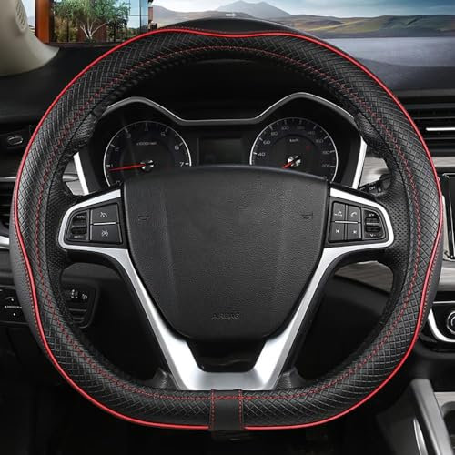 WFYBMB Lenkradbezug für VW Golf 5 6 7 8 GTE GTI GTD Clubsport, Atmungsaktive Antirutsch Lenkradbezug Innenraum Zubehör,Blackstyle,Universal Größe 37–38 cm, Lenkrad Abdeckung,D